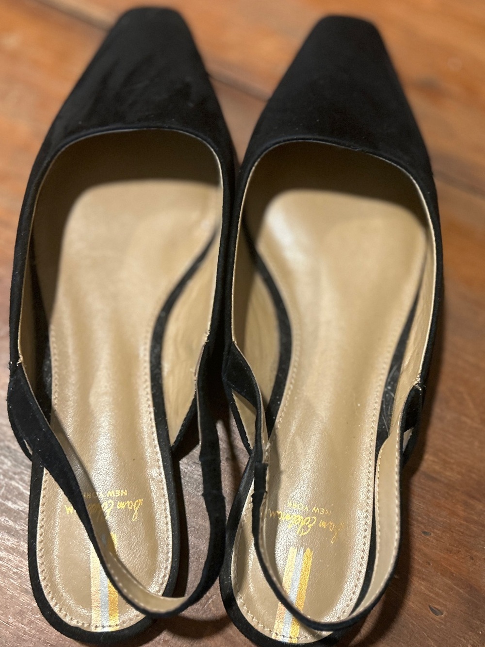 Sam Edelman Black Suede Slingback Square-Toe Flats